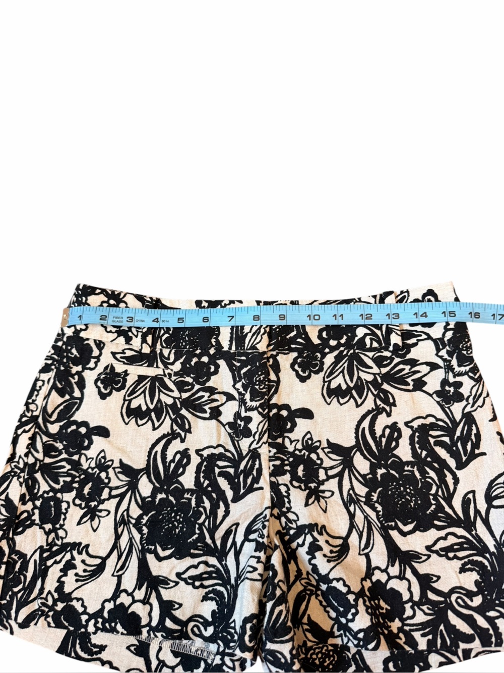 Ann Taylor Loft Cream Black Floral Linen Blend Chino Shorts Women’s Sz 2 - Picture 8 of 11